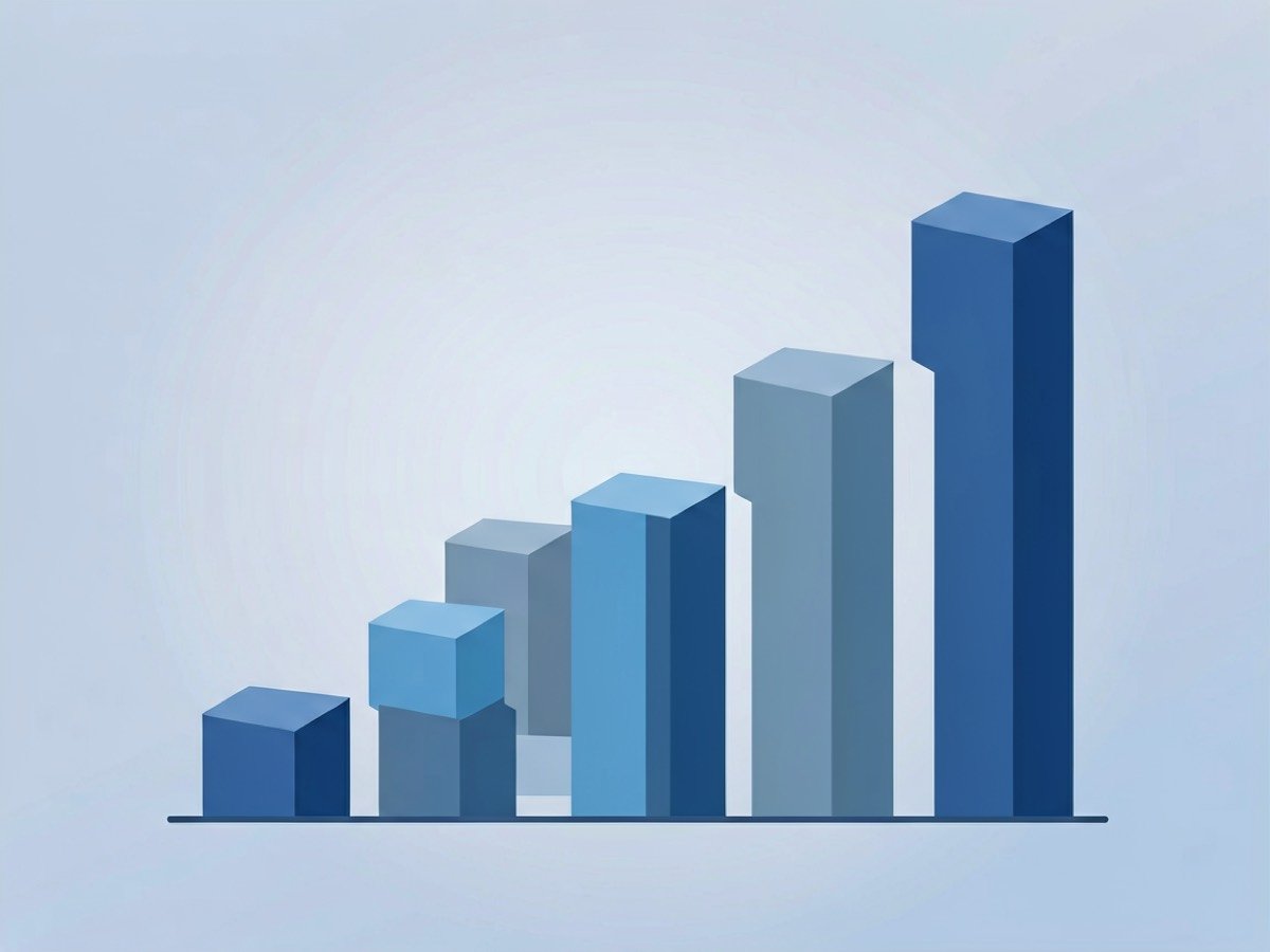 Stepped ascending bar chart illustrating Facebook ads budget scaling decisions