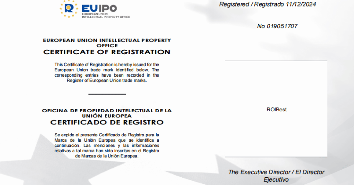 ROIBest Receives EUIPO Certification: Empowering Advertisers to Increase Global Reach — inline image