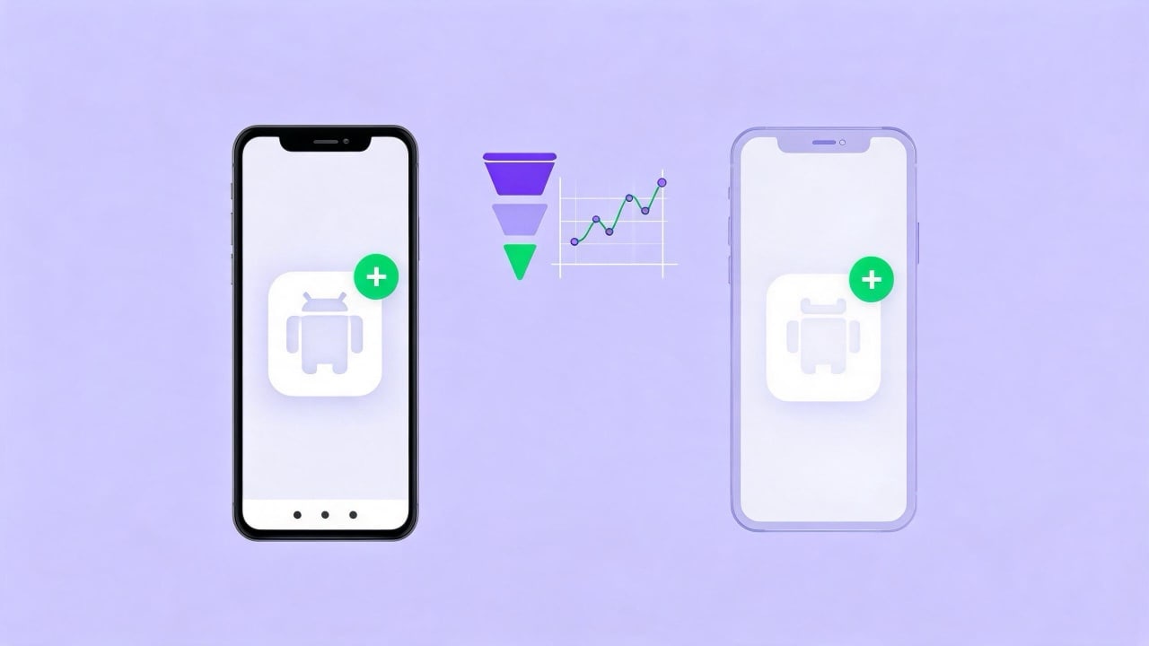 Measure Add to Home Screen conversions: phones adding a PWA icon with a funnel chart