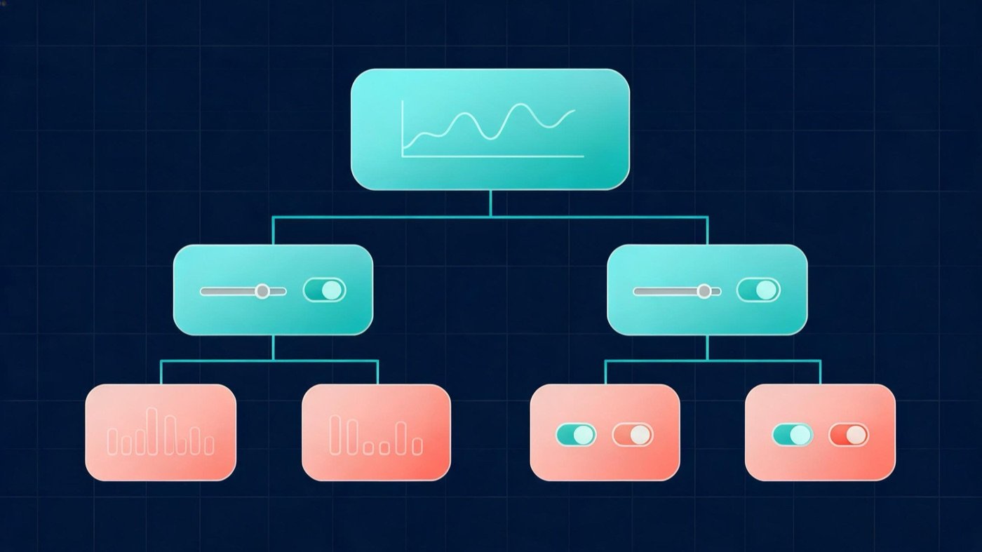 Abstract three-tier diagram illustrating TikTok Ads Manager campaign, ad group and ad levels