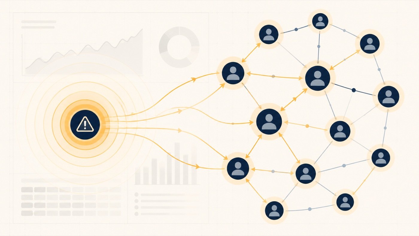 Signal waves propagating early from one node to a cluster of peer nodes