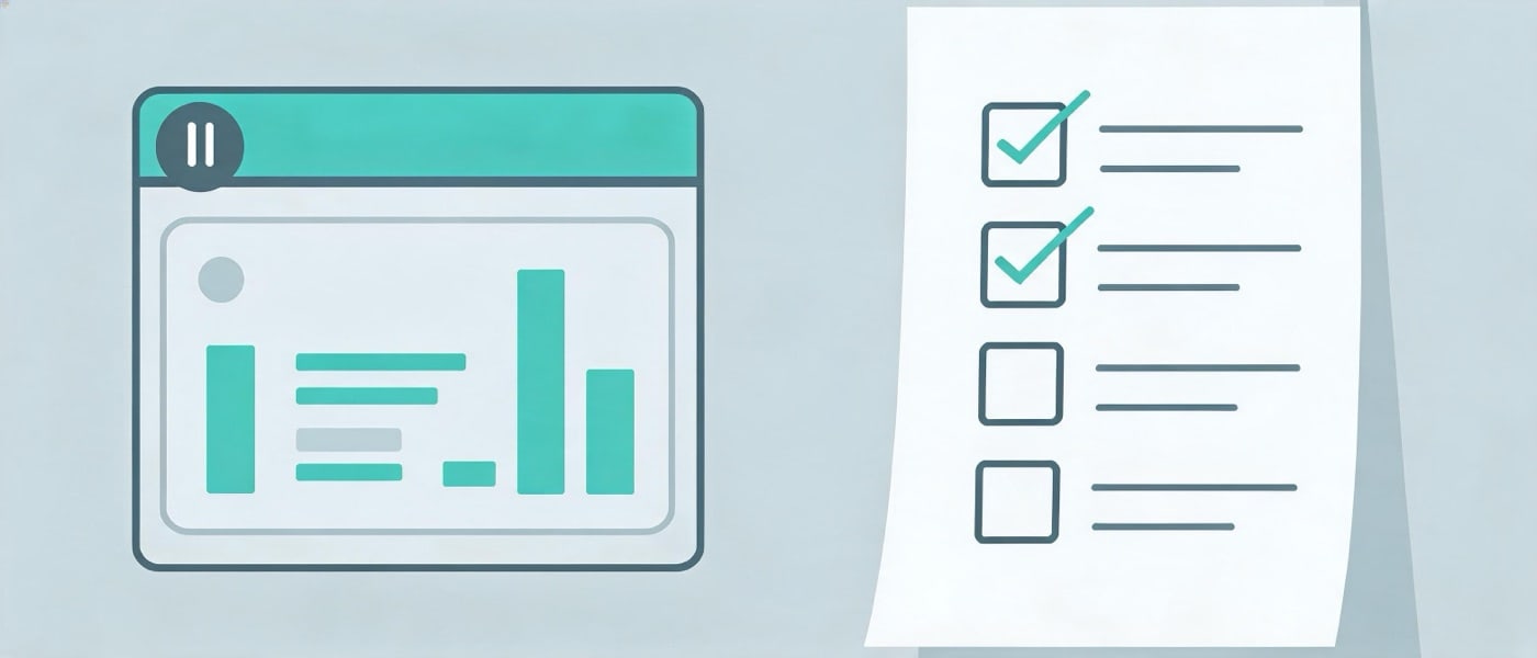 Paused ads dashboard next to an appeal checklist