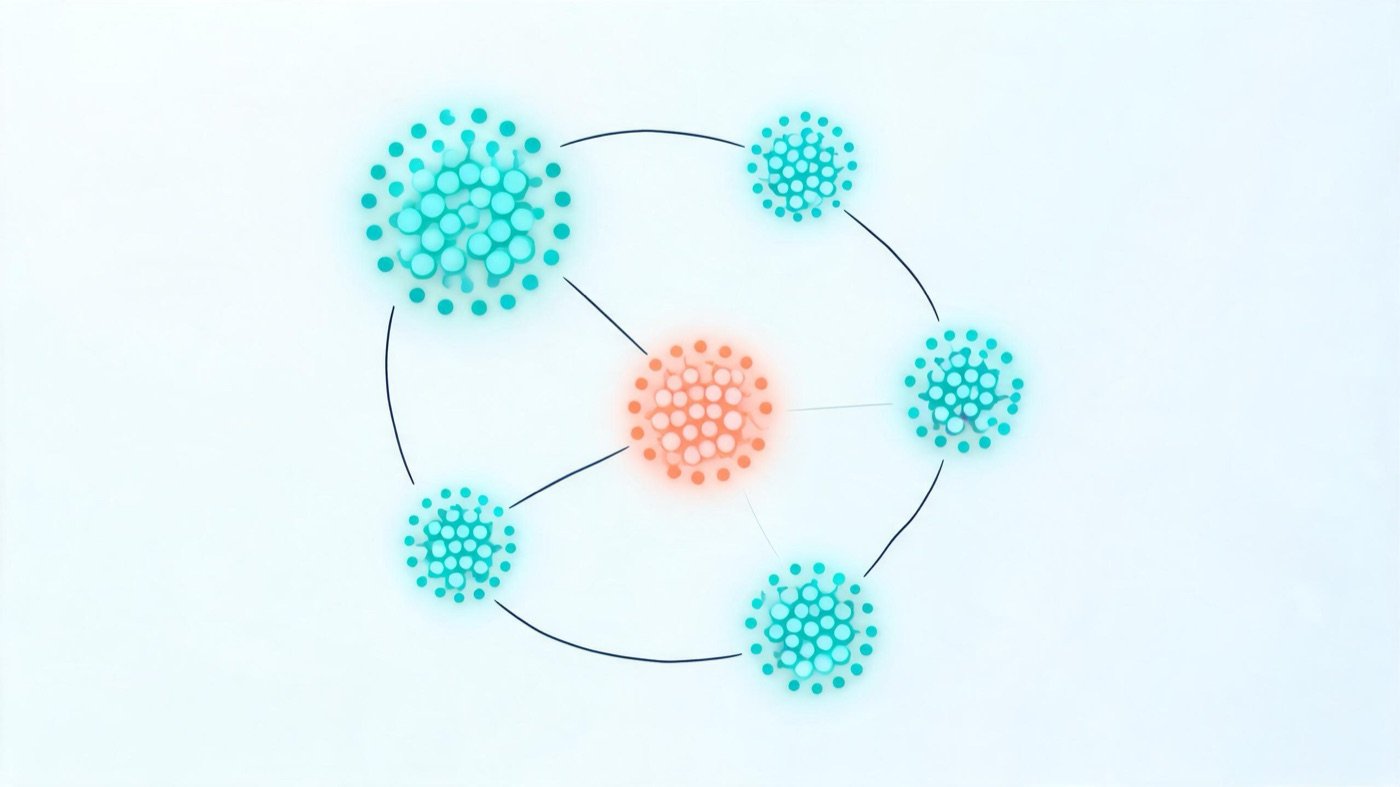 Clustered dot illustration representing Google Ads audience segments and targeting