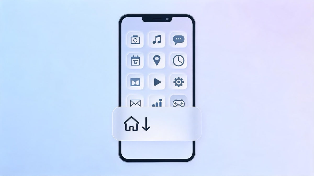 Illustration of an Android phone home screen with a web app install banner showing a home icon and download arrow