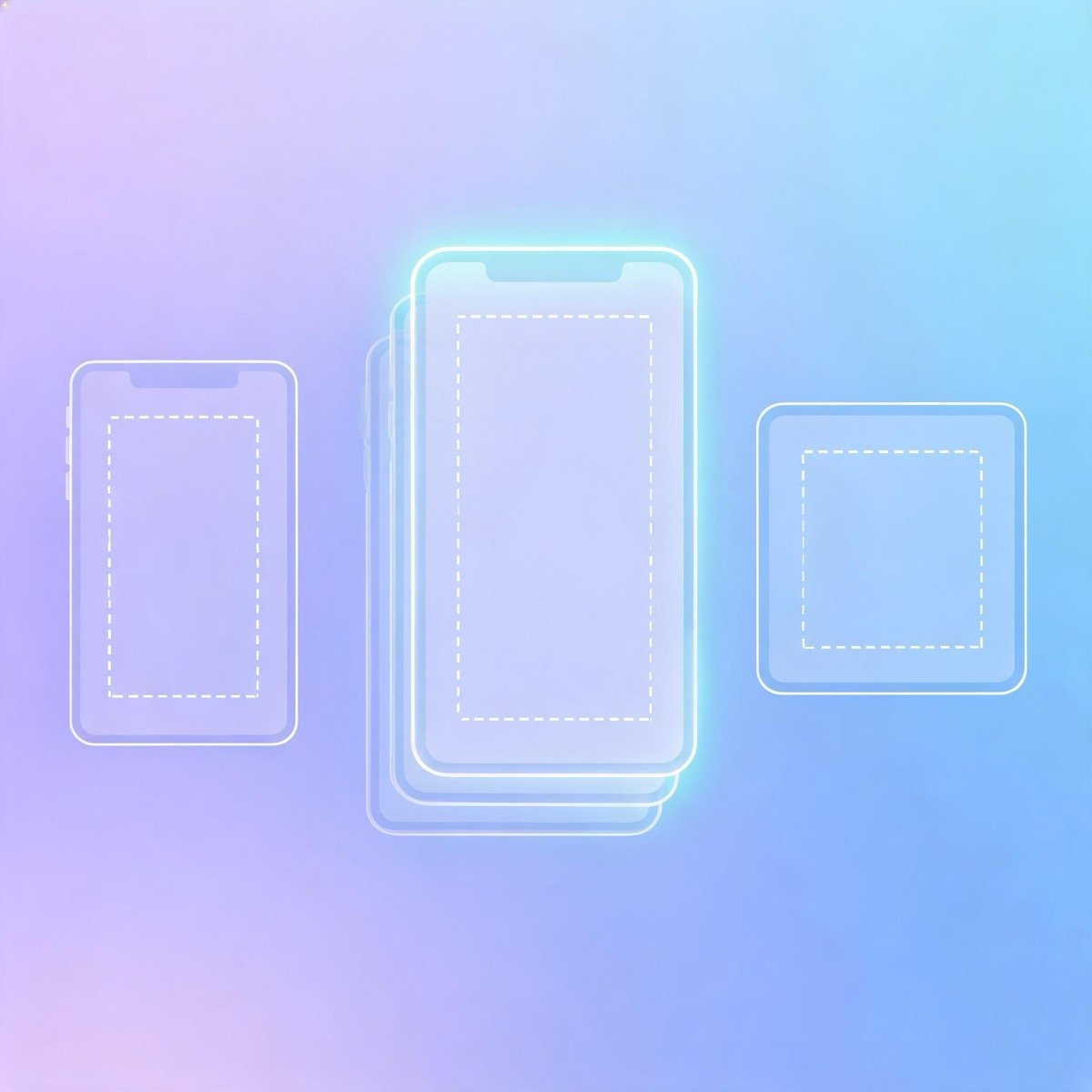Stacked mobile video frames with safe-zone guides and a highlighted first frame beside square and vertical aspect outlines