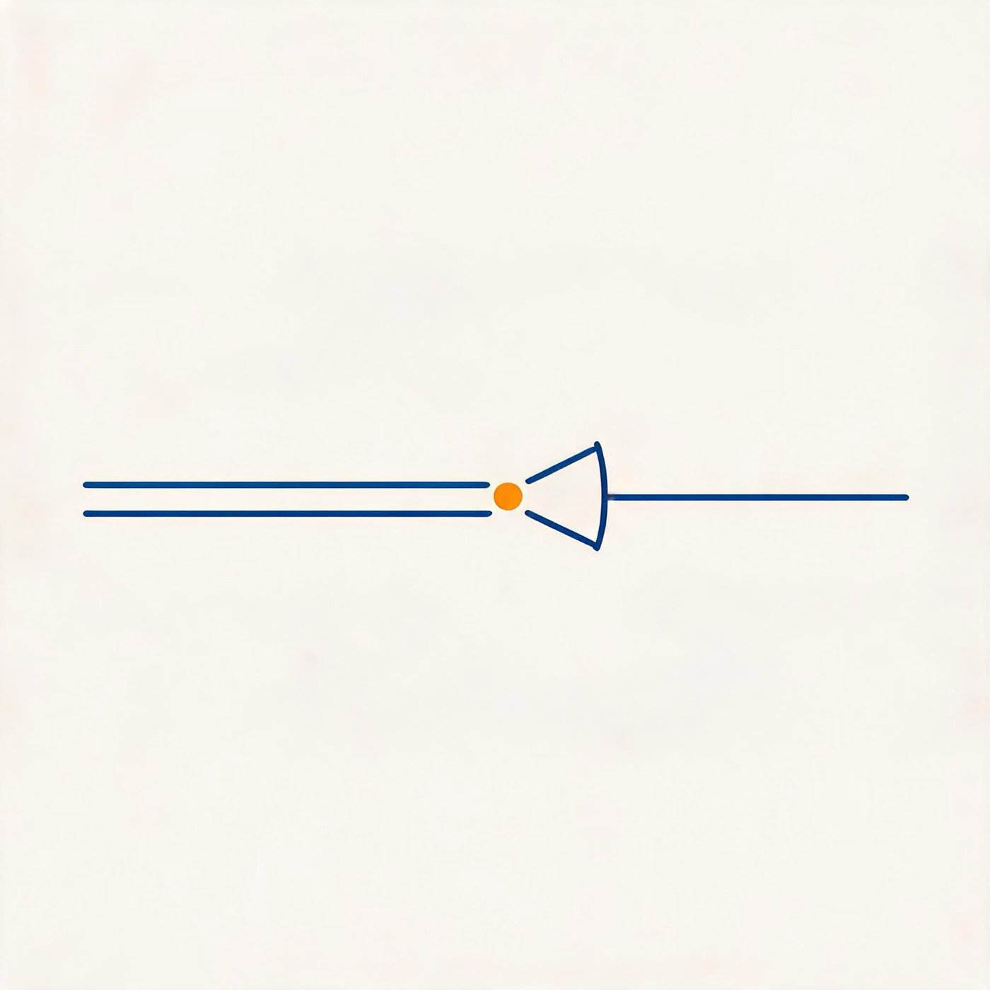 Abstract illustration of two signal streams converging into one funnel with a single merge point highlighted