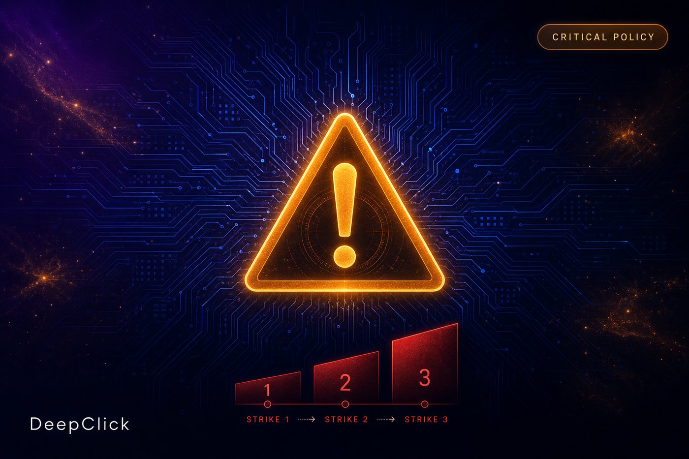 Circumventing Systems 警告 hero: amber warning triangle on circuit board