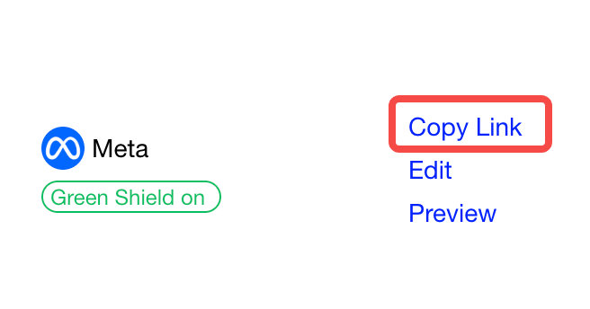 New link panel submit button and copy-link action on the list page