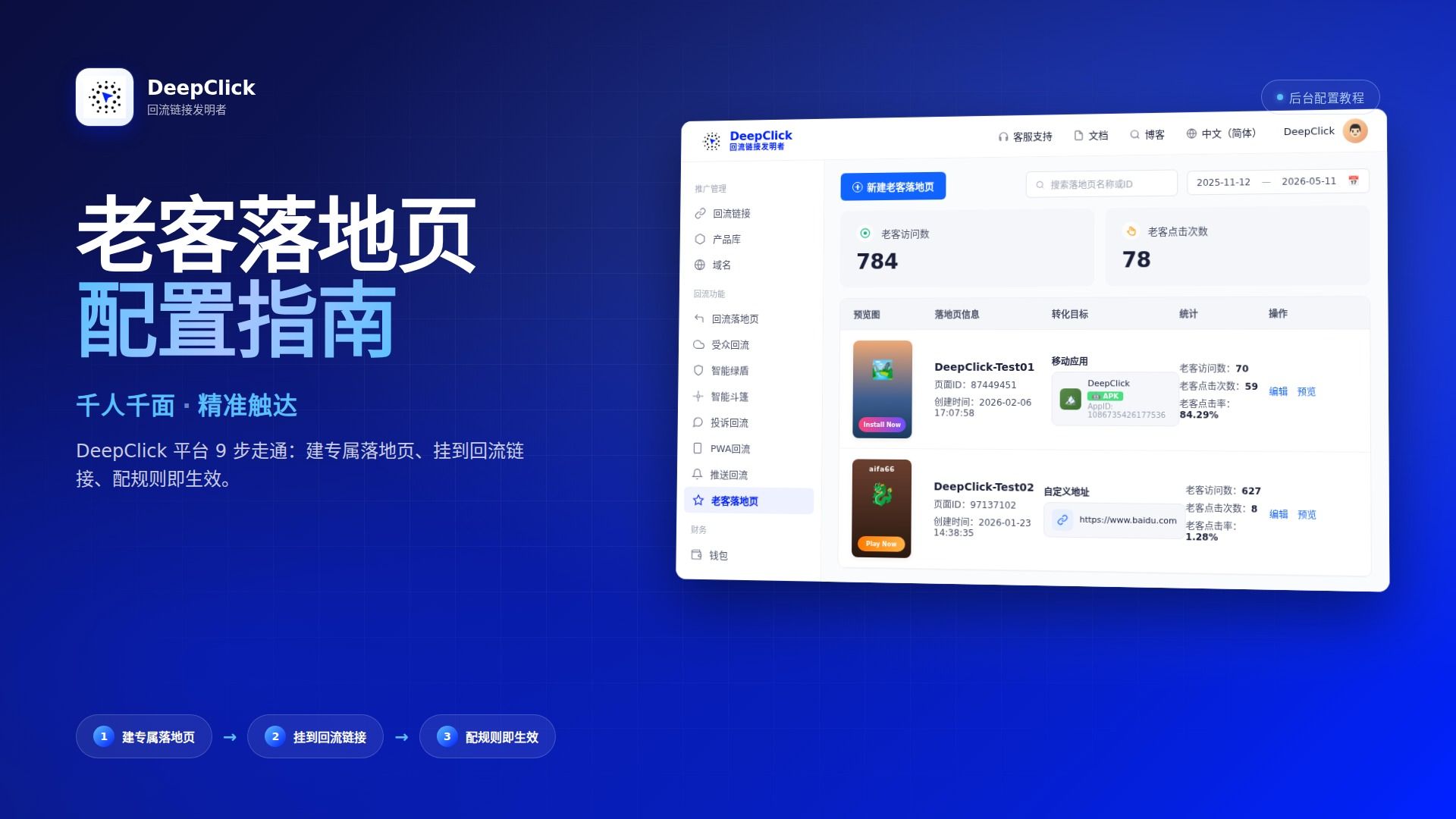 老客落地页配置指南：规则匹配，专属落地直达