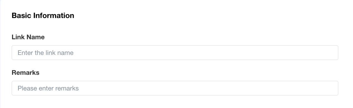 New link panel: link name and notes fields