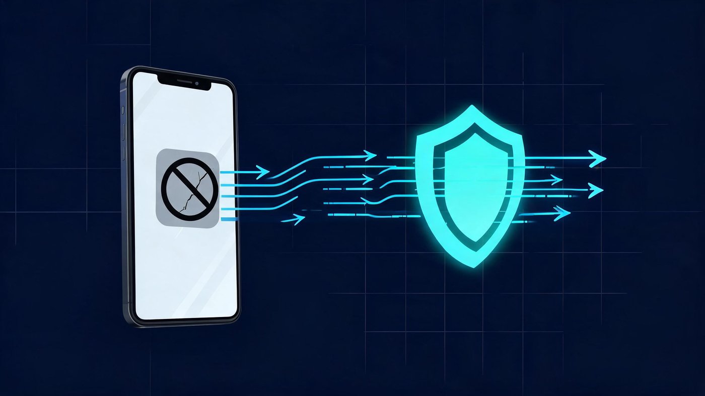 App ban resilience and traffic rerouting concept illustration