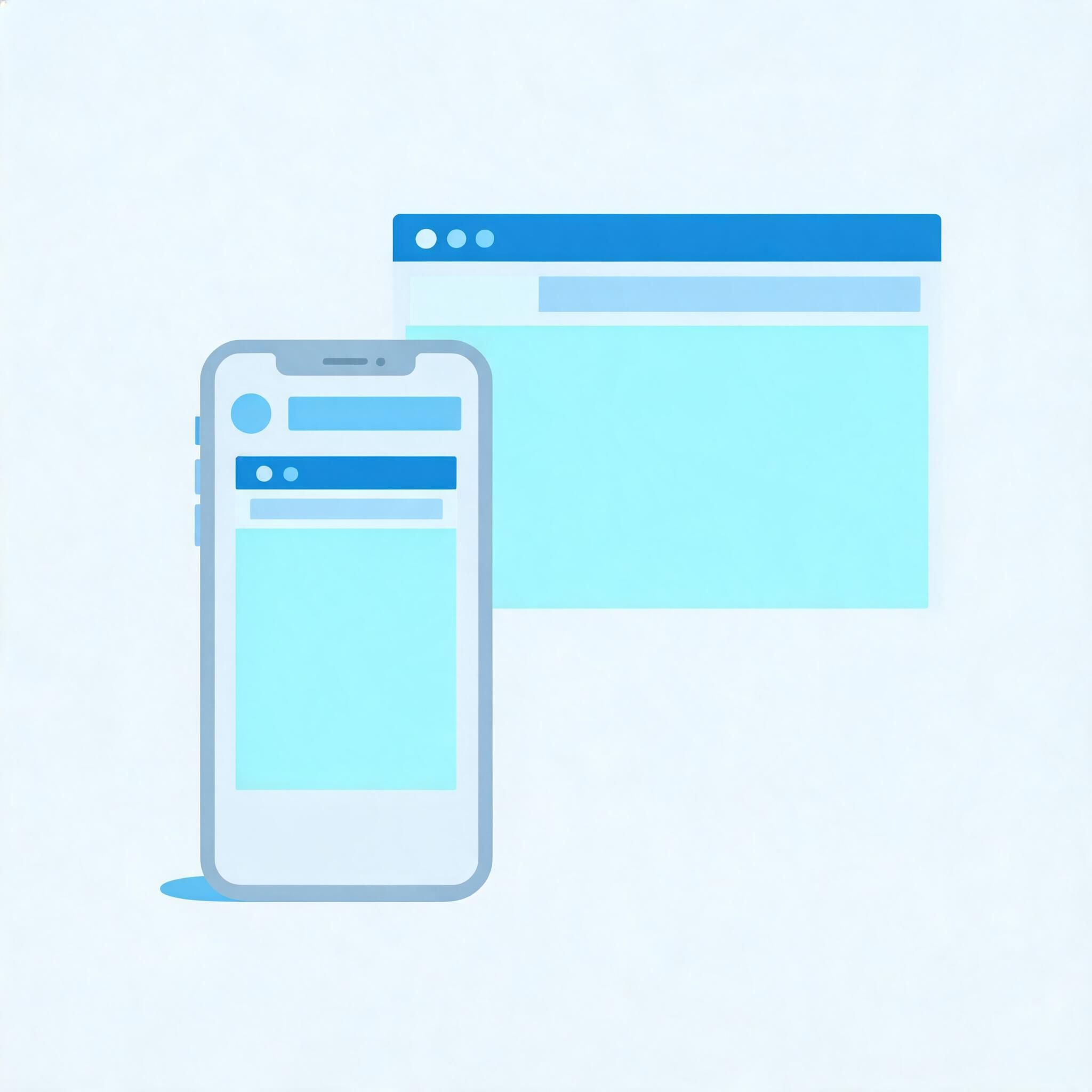 Smartphone with a link open in an in-app browser next to a desktop browser window