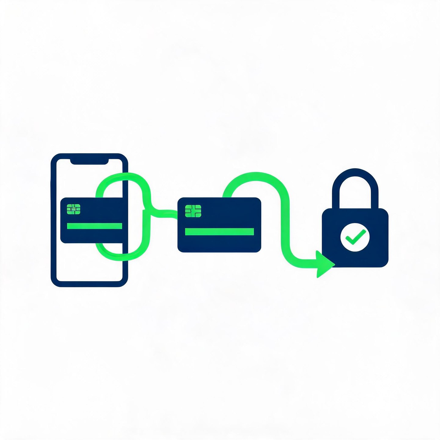 Abstract illustration of a secure mobile checkout and payment flow